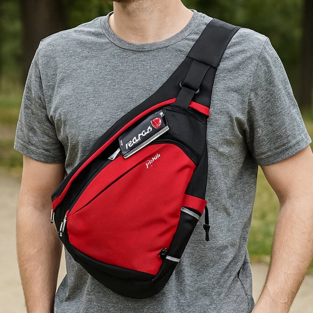 KAKA RFID Sling Bag Crossbody Backpack Shoulder Bag Red NWT